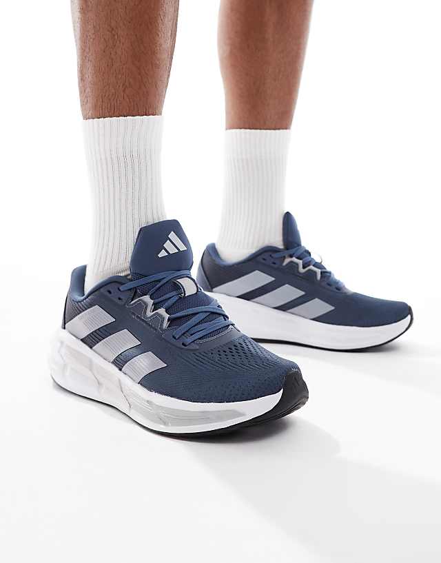 asos adidas Running Questar 3 trainers in navy and silver