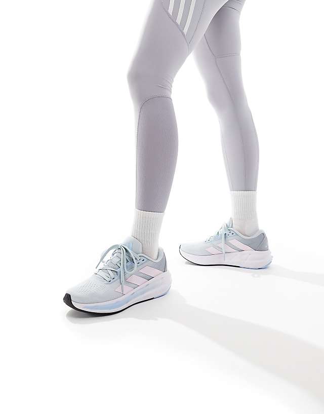 asos adidas Running Questar trainers 3 in blue and pink