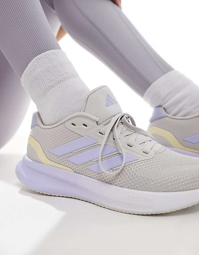 Asos Adidas Running Runfalcon 5 Trainers In Grey And Lilac