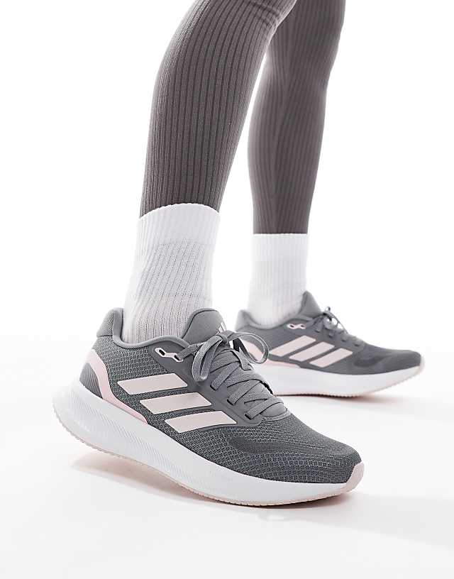 asos adidas Running RunFalcon 5 trainers in grey and pink