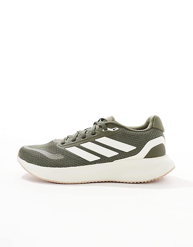 Asos Adidas Running RunFalcon 5 Trainers In Olive Green And Cream