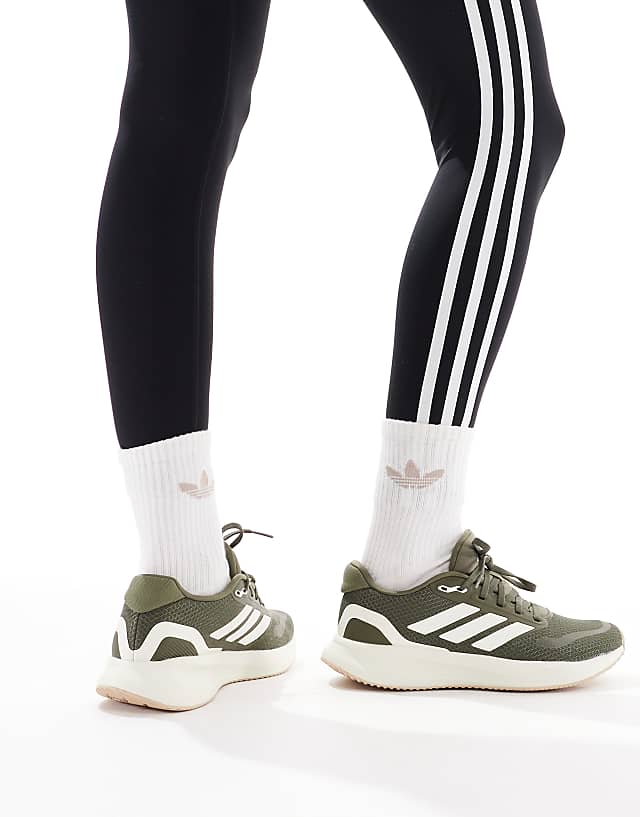 Asos Adidas Running RunFalcon 5 Trainers In Olive Green And Cream