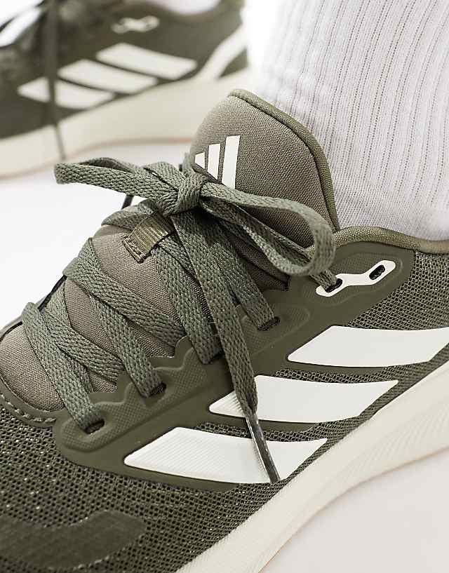 Asos Adidas Running RunFalcon 5 Trainers In Olive Green And Cream