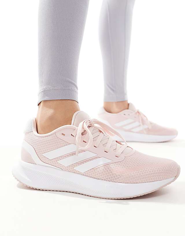 asos adidas Running RunFalcon 5 trainers in peach and white