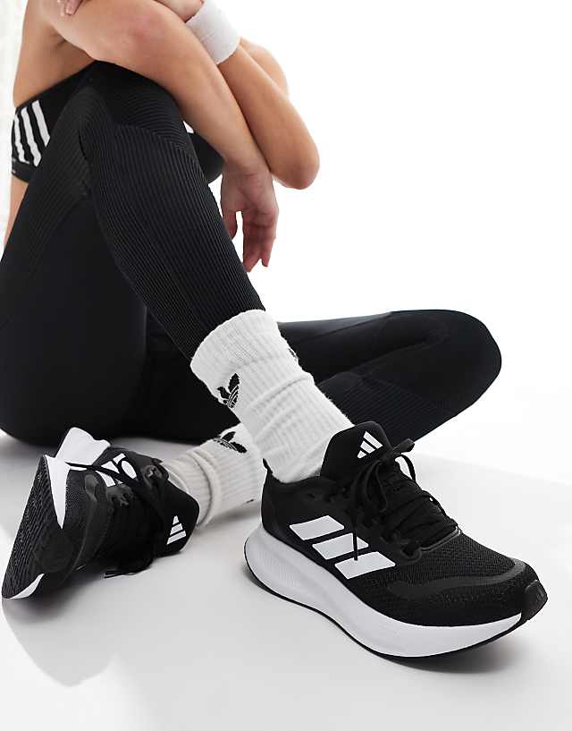 asos adidas Running RunFalcon trainers in black and white