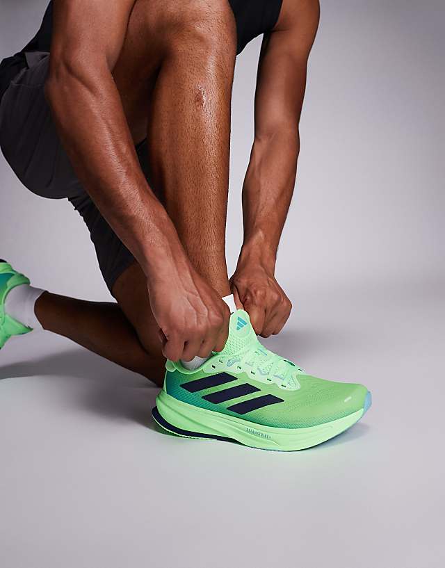 Asos Adidas Running Supernova Rise 2 Trainers In Green And Blue