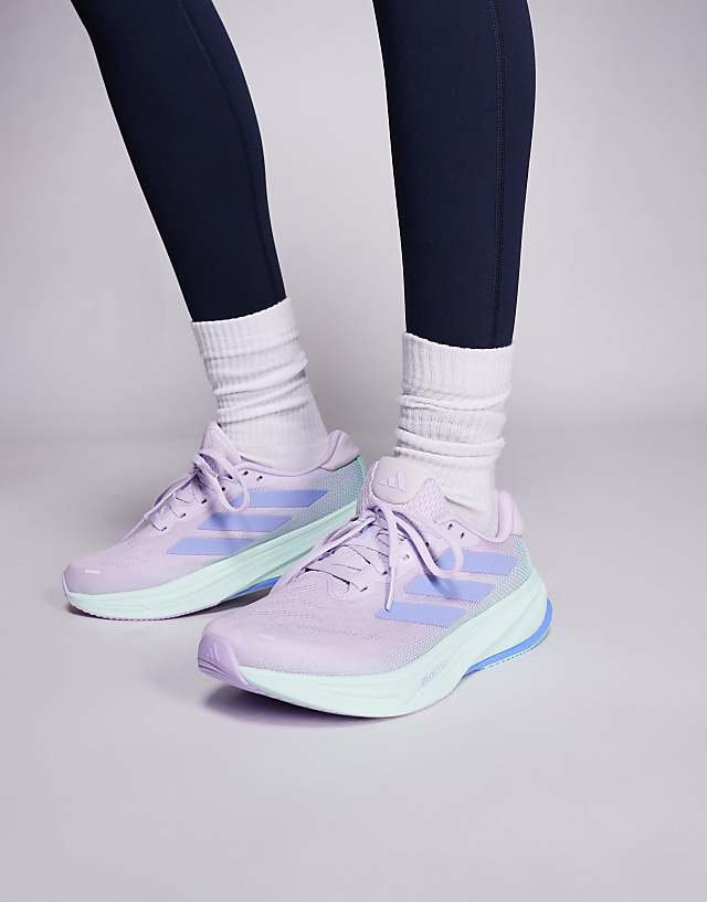 asos adidas Running Supernova Rise 2 trainers in lilac and blue