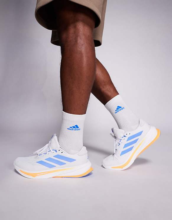 asos adidas Running Supernova Rise 2 trainers in white blue and orange