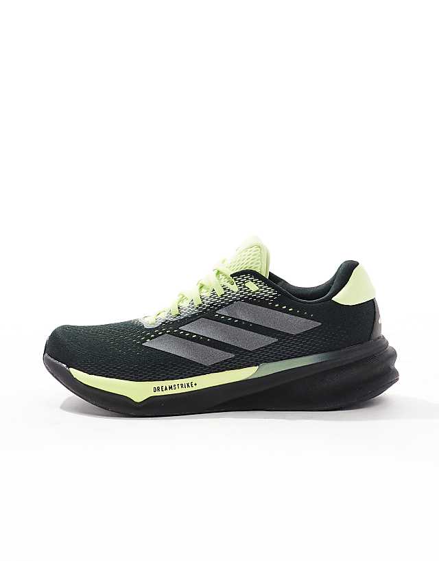 Asos Adidas Running Supernova Stride 2 In Black And Lime