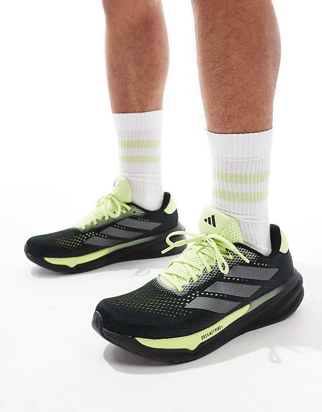 Asos Adidas Running Supernova Stride 2 In Black And Lime