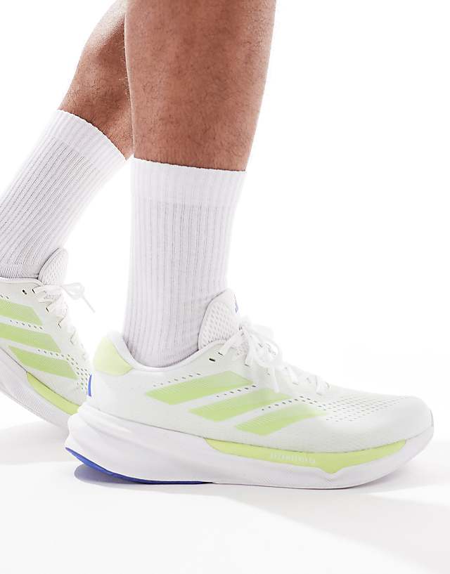 Asos Adidas Running Supernova Stride 2 In White And Lime