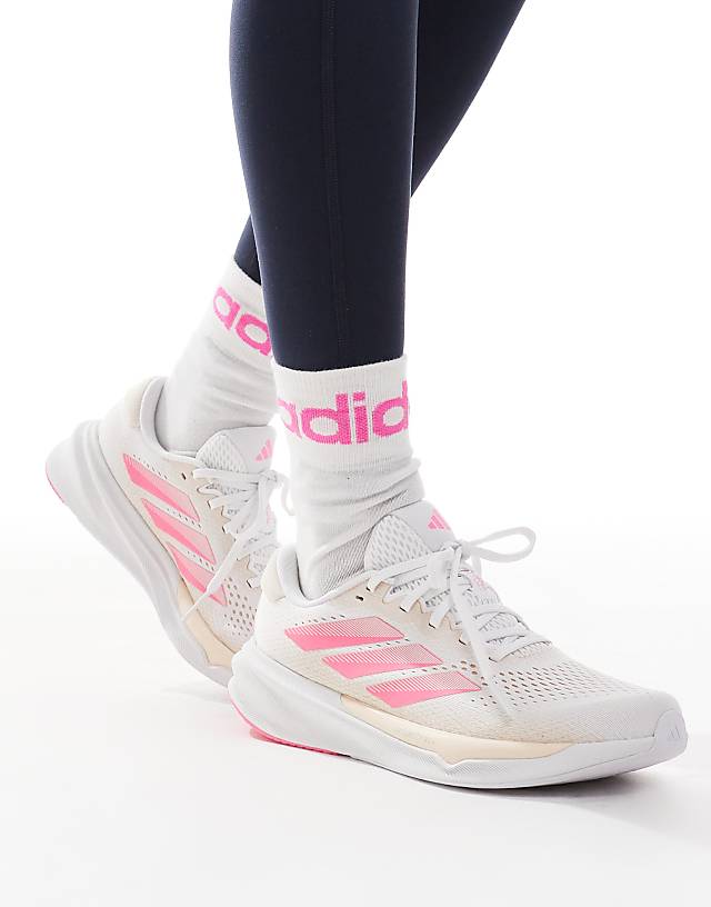Asos Adidas Running Supernova Stride 2 In White Peach And Pink