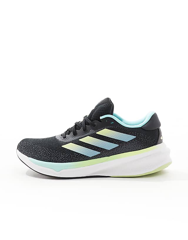 Asos Adidas Running Supernova Stride Trainers In Black And Aqua