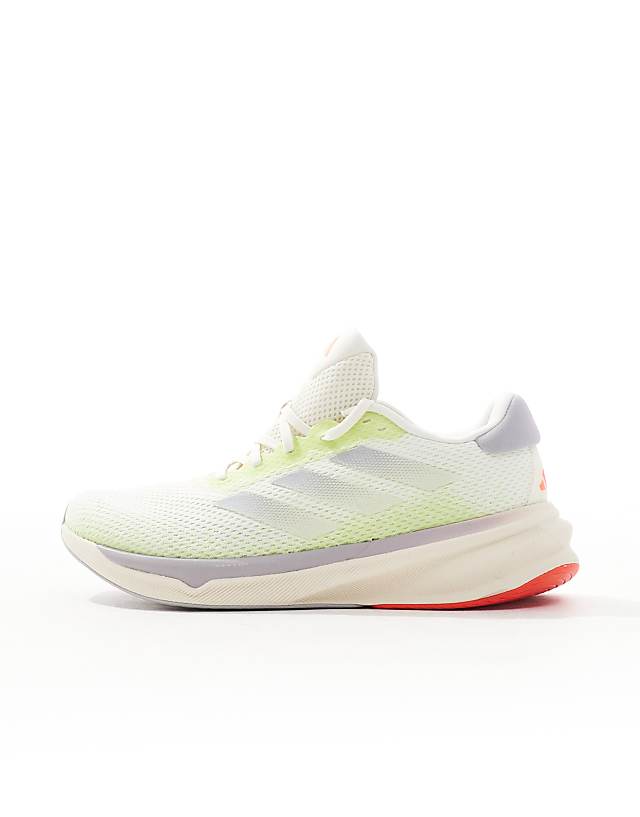 Asos Adidas Running Supernova Stride Trainers In Off White And Lime