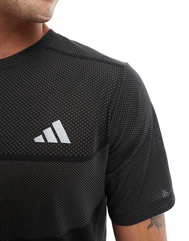 Asos Adidas Running T-shirt In Grey And Black Colourblock