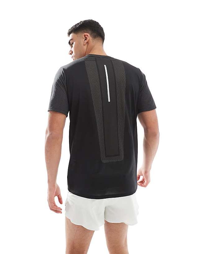 Asos Adidas Running T-shirt In Grey And Black Colourblock