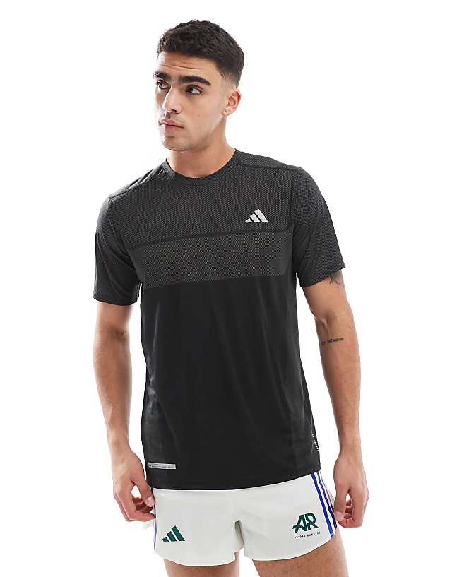 asos adidas Running t-shirt in grey and black colourblock