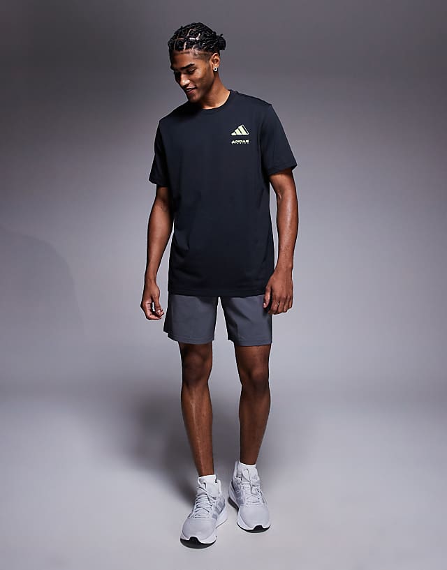 Asos Adidas Running T-shirt With Retro Back Print In Off Black