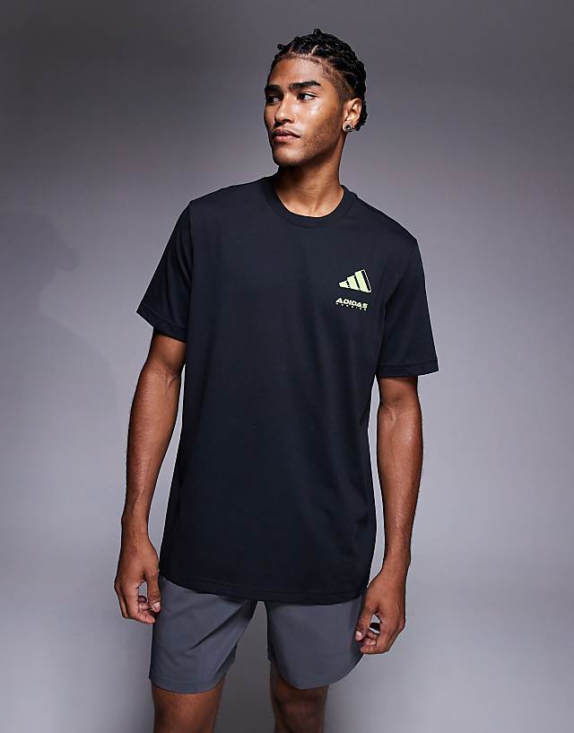 Asos Adidas Running T-shirt With Retro Back Print In Off Black