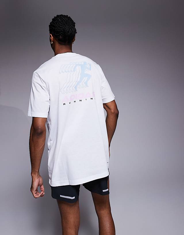 Asos Adidas Running T-shirt With Retro Back Print In White
