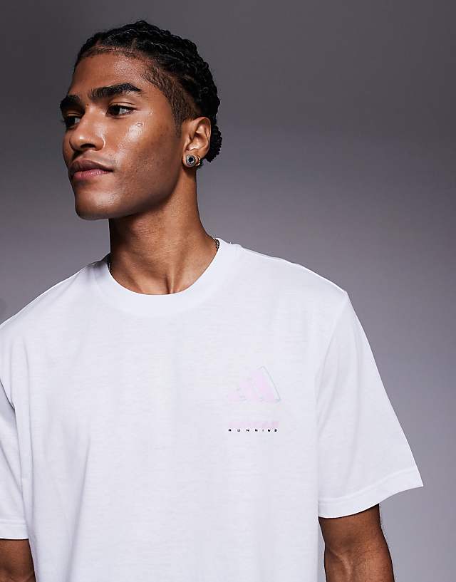 Asos Adidas Running T-shirt With Retro Back Print In White