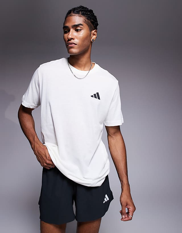 asos adidas Running t-shirt with sun back print in off white