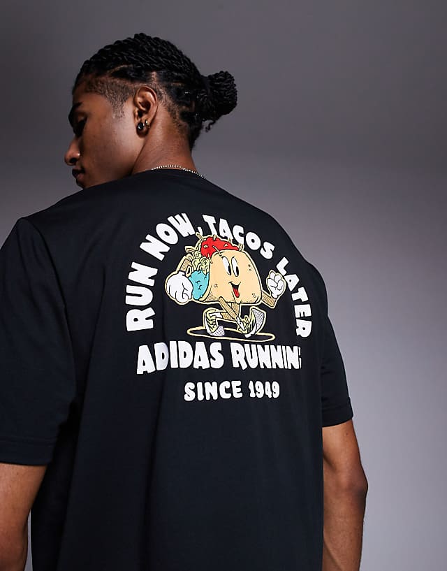 Asos Adidas Running T-shirt With Taco Graphic In Black