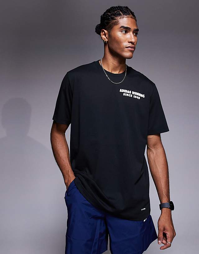 asos adidas Running t-shirt with taco graphic in black