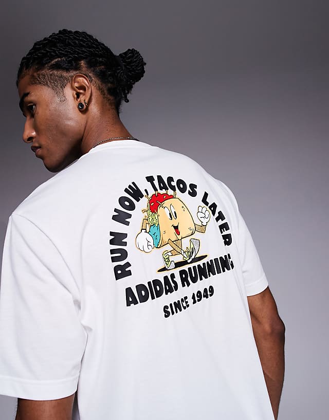 asos adidas Running t-shirt with taco graphic in white