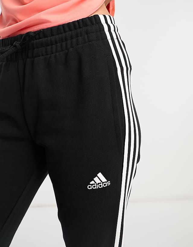 Asos Adidas Sportswear Essentials 3 Stripes Joggers In Black And White