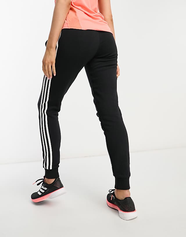 Asos Adidas Sportswear Essentials 3 Stripes Joggers In Black And White