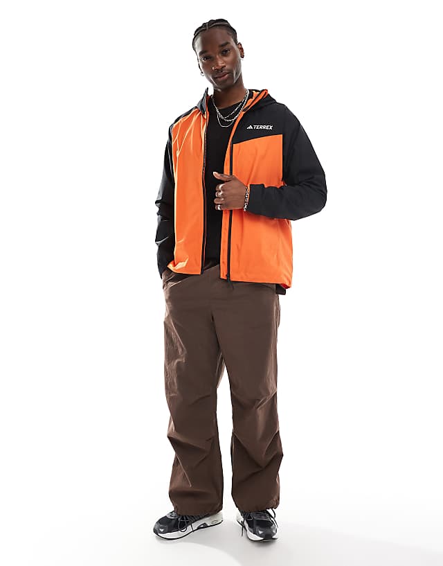 Asos Adidas Terrex Outdoors Waterproof Jacket In Orange And Black