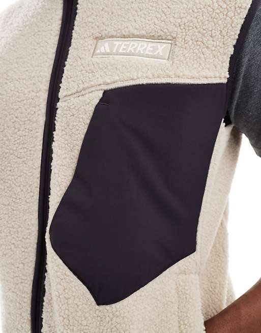 Asos Adidas Terrex Unisex Teddy Fleece Gilet In Beige