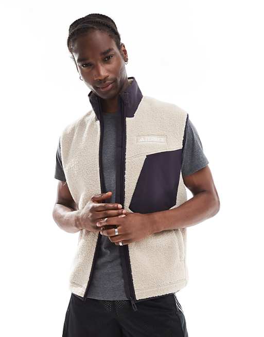 asos adidas Terrex unisex teddy fleece gilet in beige