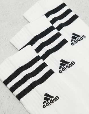Asos Adidas Training 3 Pack Three Stripe Socks In White