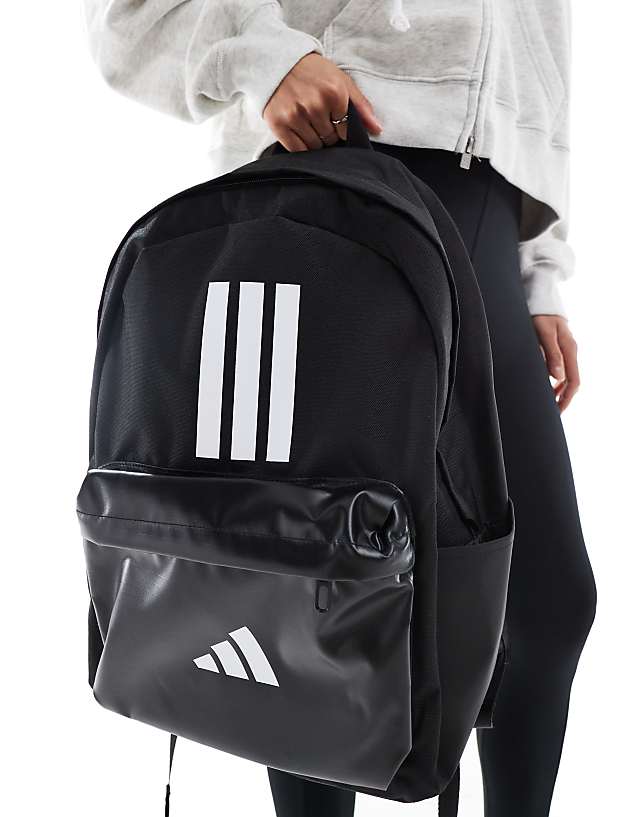 Asos Adidas Training 3 Stripe Pocket Backpack In Black