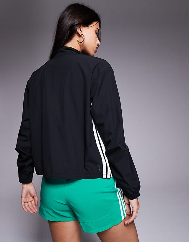 Asos Adidas Training 3 Stripe Woven Jacket In Black