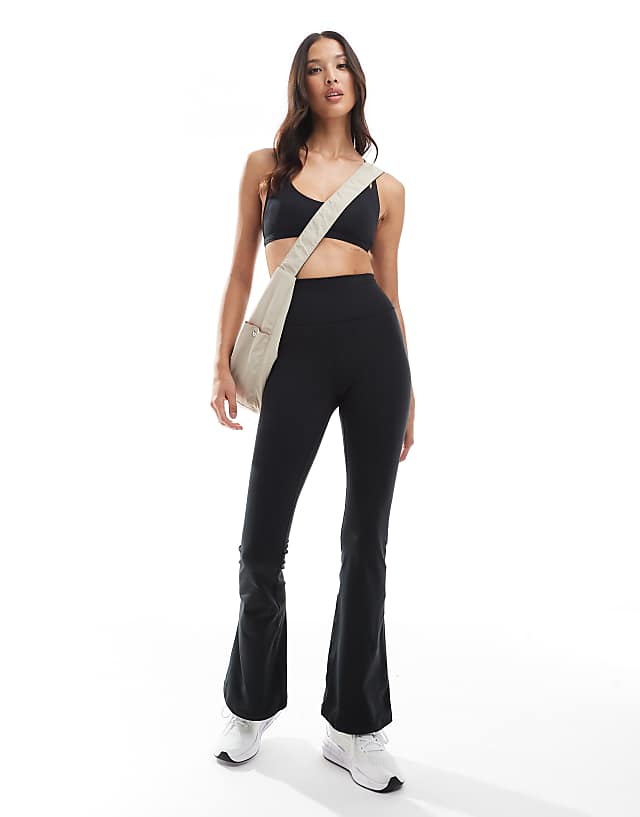 asos adidas Training All me flare leggings in black / black