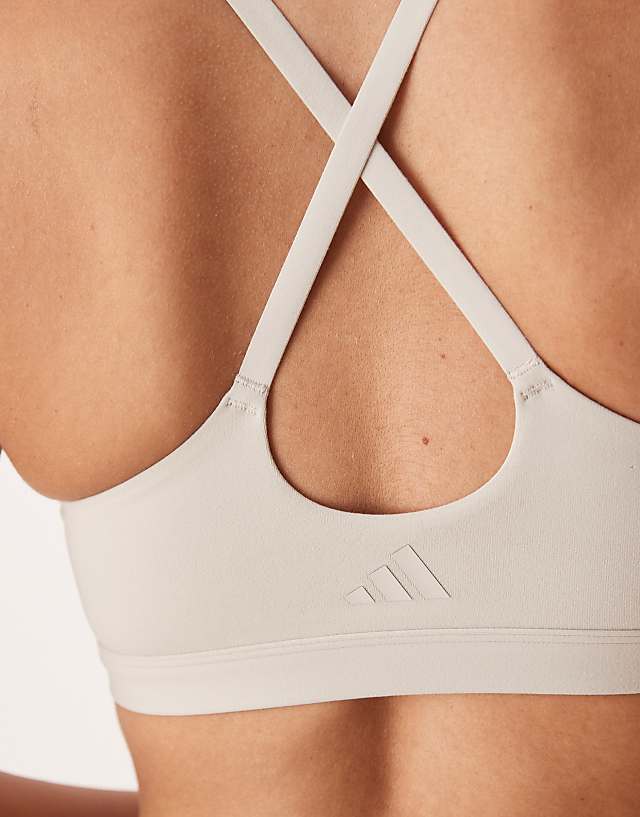 Asos Adidas Training All Me Light Support Sports Bra In Stone