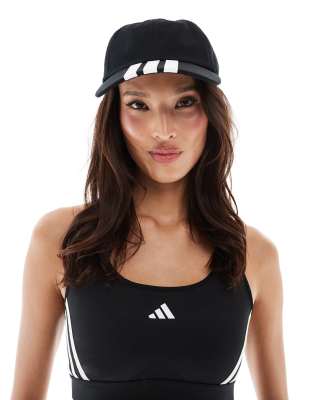 Asos Adidas Training Baseball Cap With 3 Stripe In Black