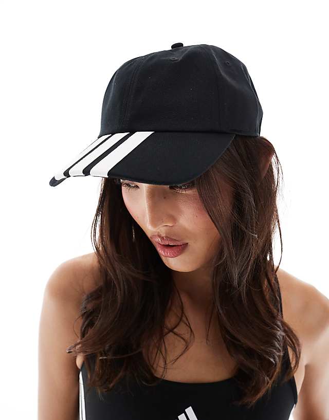 asos adidas Training baseball cap with 3 stripe in black