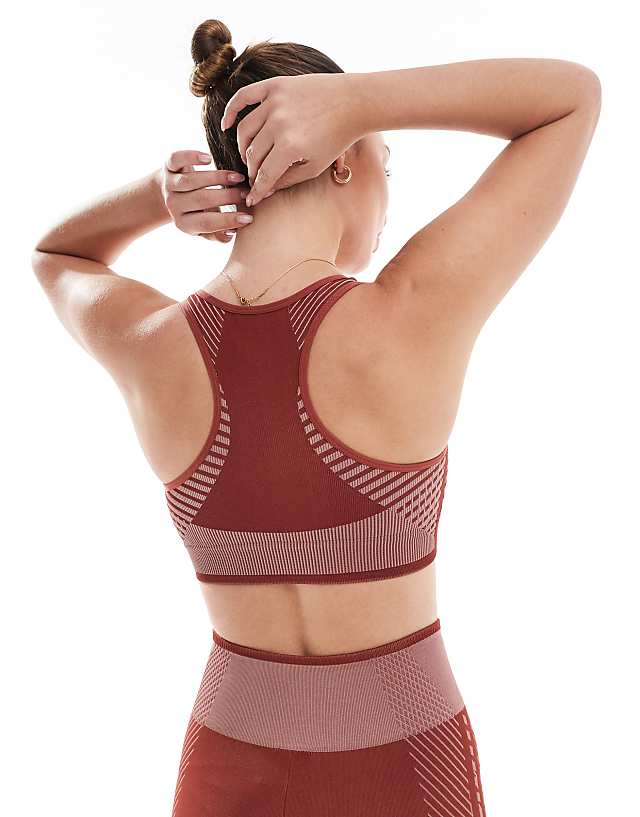 Asos Adidas Training D4T Light Support Sports Bra In Burgundy