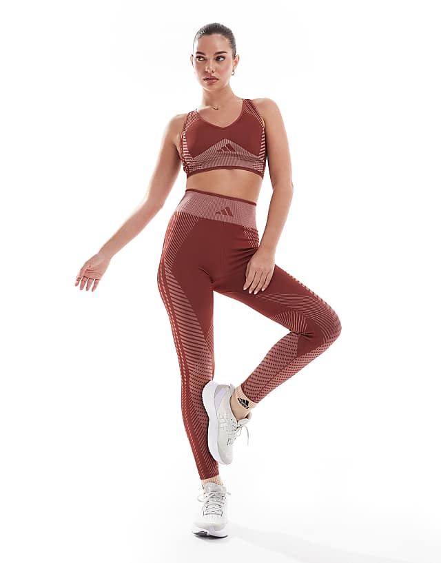 Asos Adidas Training D4T Light Support Sports Bra In Burgundy
