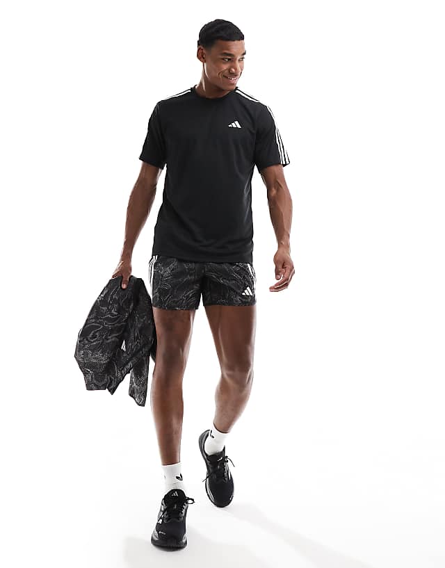 Asos Adidas Training Essential 3 Stripe T-shirt In Black