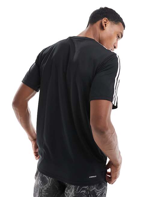 Asos Adidas Training Essential 3 Stripe T-shirt In Black