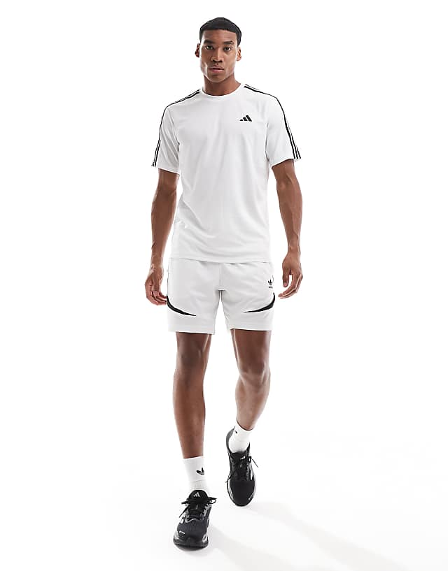 Asos Adidas Training Essential 3 Stripe T-shirt In White