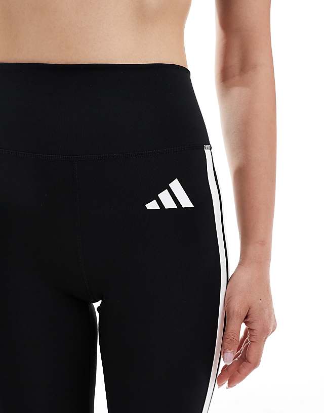 Asos Adidas Training Essentials 3 Stripe Full Length Leggings In Black
