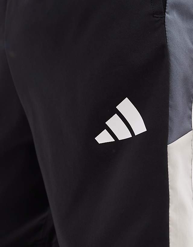 Asos Adidas Training Essentials 3 Stripe Shorts In Black And Grey Block