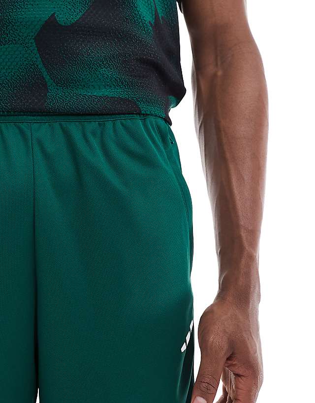 Asos Adidas Training Essentials 3 Stripe Shorts In Dark Green