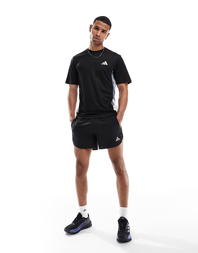 Asos Adidas Training Essentials 3 Stripe T-shirt In Black And Grey Block